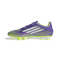 adidas F50 Club Grass/Artificial Grass Football Boots (MG) Purple White Neon Yellow