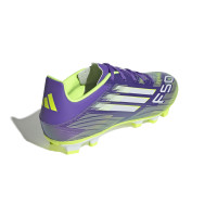 adidas F50 Club Grass/Artificial Grass Football Boots (MG) Purple White Neon Yellow