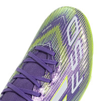 adidas F50 League Mid Gras / Kunstgras Voetbalschoenen (MG) Paars Wit Neongeel