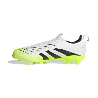 adidas Predator League Laceless Grass/Artificial Grass Football Boots (MG) Kids White Black Neon Yellow