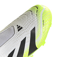 adidas Predator League Laceless Grass/Artificial Grass Football Boots (MG) Kids White Black Neon Yellow