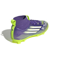 adidas F50 League Mid Gras / Kunstgras Voetbalschoenen (MG) Kids Paars Wit Neongeel