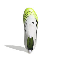 adidas Predator Elite Veterloze Gras Voetbalschoenen (FG) Kids Wit Zwart Neongeel