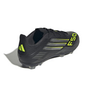 adidas F50 Elite Gras Football Boots (FG) Kids Black Silver Neon Yellow