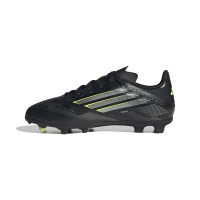 adidas F50 League Grass/Artificial Grass Football Boots (MG) Kids Black Silver Neon Yellow