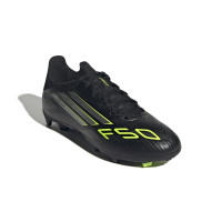 adidas F50 League Grass/Artificial Grass Football Boots (MG) Kids Black Silver Neon Yellow