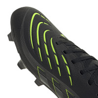 adidas Predator Club Grass/Artificial Grass Football Boots (MG) Black Dark Grey Neon Yellow