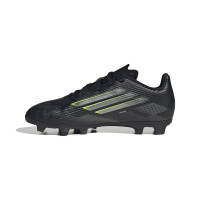 adidas F50 Club Grass/Artificial Grass Football Boots (MG) Kids Black Silver Neon Yellow