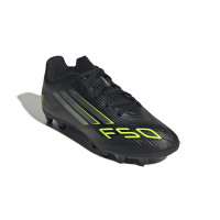 adidas F50 Club Grass/Artificial Grass Football Boots (MG) Kids Black Silver Neon Yellow