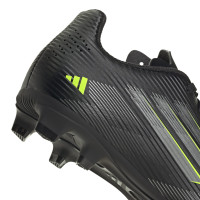 adidas F50 Club Grass/Artificial Grass Football Boots (MG) Kids Black Silver Neon Yellow