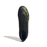 adidas F50 League Mid IJzeren-Nop Voetbalschoenen (SG) Zwart Zilver Neongeel