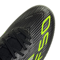 adidas F50 League Mid IJzeren-Nop Voetbalschoenen (SG) Zwart Zilver Neongeel