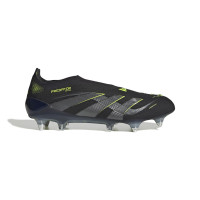 adidas Predator Elite Laceless Iron Stud Football Boots (SG) Black Dark Grey Neon Yellow