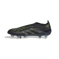 adidas Predator Elite Laceless Iron Stud Football Boots (SG) Black Dark Grey Neon Yellow