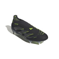 adidas Predator Elite Laceless Iron Stud Football Boots (SG) Black Dark Grey Neon Yellow