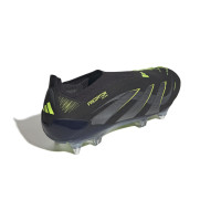 adidas Predator Elite Laceless Iron Stud Football Boots (SG) Black Dark Grey Neon Yellow