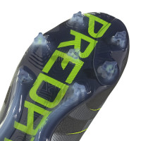 adidas Predator Elite Laceless Grass Football Boots (FG) Black Dark Grey Neon Yellow