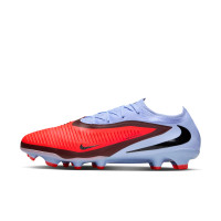 Nike Phantom 6 Low Pro Gras Voetbalschoenen (FG) Lichtblauw Felrood Zwart