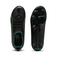 PUMA Ultra 6 Match Grass/Artificial Grass Football Boots (MG) Kids Black Dark Green Light Green