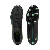 PUMA Ultra 6 Match+ High Grass/Artificial Grass Football Boots (MG) Black Dark Green Light Green