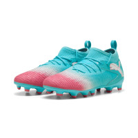 PUMA Future 8 Match Re-Charge Grass/Artificial Grass Football Boots (MG) Kids Blue Pink White