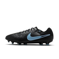 Nike Tiempo Legend 10 Pro Gras Voetbalschoenen (FG) Zwart Lichtblauw