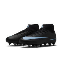 Nike Zoom Mercurial Superfly 10 Academy IJzeren-Nop Voetbalschoenen (SG) Anti-Clog Zwart Lichtblauw
