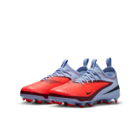 Nike Phantom 6 Low Academy Grass/Artificial Grass Football Boots (MG) Kids Light Blue Bright Red Black