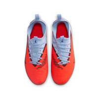 Nike Phantom 6 Low Academy Grass/Artificial Grass Football Boots (MG) Kids Light Blue Bright Red Black