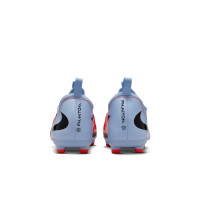Nike Phantom 6 Low Academy Grass/Artificial Grass Football Boots (MG) Kids Light Blue Bright Red Black