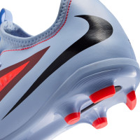 Nike Phantom 6 Low Academy Grass/Artificial Grass Football Boots (MG) Kids Light Blue Bright Red Black