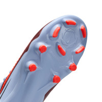 Nike Phantom 6 Low Academy Grass/Artificial Grass Football Boots (MG) Kids Light Blue Bright Red Black