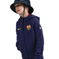 Nike FC Barcelona Tech Fleece Trainingspak Full-Zip 2025-2026 Kids Donkerpaars Goud