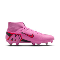 Nike Zoom Mercurial Superfly 10 Academy Iron Nop Football Boots (SG) Anti-Clog Pink Bright Red Light Blue