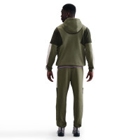 Nike Club Fleece Trainingspak Hooded Olijfgroen Grijs Groenbruin Wit