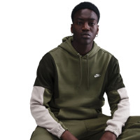 Nike Club Fleece Trainingspak Hooded Olijfgroen Grijs Groenbruin Wit