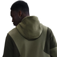 Nike Club Fleece Trainingspak Hooded Olijfgroen Grijs Groenbruin Wit