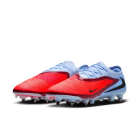 Nike Phantom 6 Low Elite IJzeren-Nop Voetbalschoenen (SG) Lichtblauw Felrood Zwart