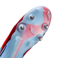 Nike Phantom 6 Low Elite IJzeren-Nop Voetbalschoenen (SG) Lichtblauw Felrood Zwart