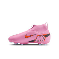 Nike Zoom Mercurial Superfly 10 Academy Gras / Kunstgras Voetbalschoenen (MG) Kids Roze Felrood Lichtblauw