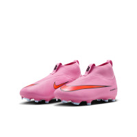 Nike Zoom Mercurial Superfly 10 Academy Gras / Kunstgras Voetbalschoenen (MG) Kids Roze Felrood Lichtblauw