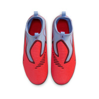 Nike Phantom 6 High Academy Laceless Grass/Artificial Grass Football Boots (MG) Kids Light Blue Bright Red Black