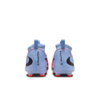 Nike Phantom 6 High Academy Laceless Grass/Artificial Grass Football Boots (MG) Kids Light Blue Bright Red Black