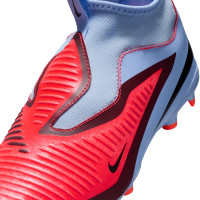 Nike Phantom 6 High Academy Laceless Grass/Artificial Grass Football Boots (MG) Kids Light Blue Bright Red Black