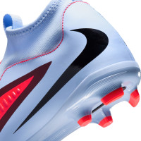 Nike Phantom 6 High Academy Laceless Grass/Artificial Grass Football Boots (MG) Kids Light Blue Bright Red Black