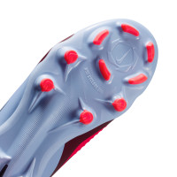 Nike Phantom 6 High Academy Laceless Grass/Artificial Grass Football Boots (MG) Kids Light Blue Bright Red Black