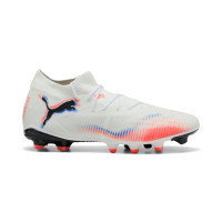 PUMA Future 8 Match Grass/Artificial Grass Football Boots (MG) White Bright Red Blue