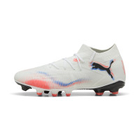 PUMA Future 8 Match Gras / Kunstgras Voetbalschoenen (MG) Wit Felrood Blauw