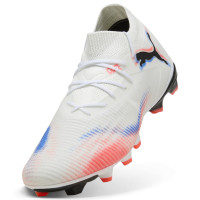 PUMA Future 8 Match Grass/Artificial Grass Football Boots (MG) White Bright Red Blue