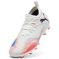 PUMA Future 8 Match Grass/Artificial Grass Football Boots (MG) Kids White Bright Red Blue